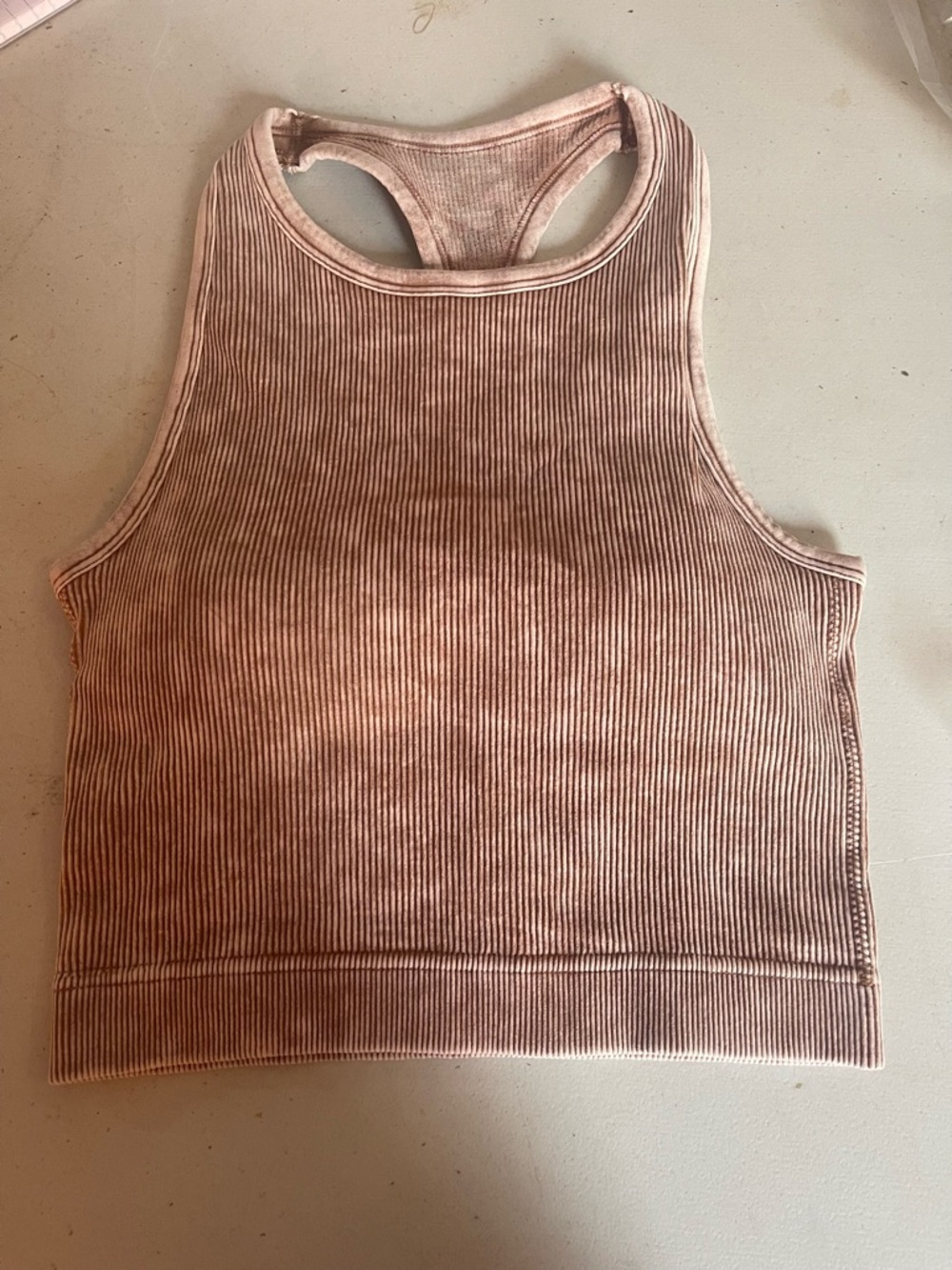 Zenana Outfitters Ribbed Racerback Crop Tank - Dusty Rose